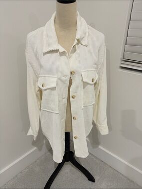 Ashley By 26 International Cream Corduroy Shacket